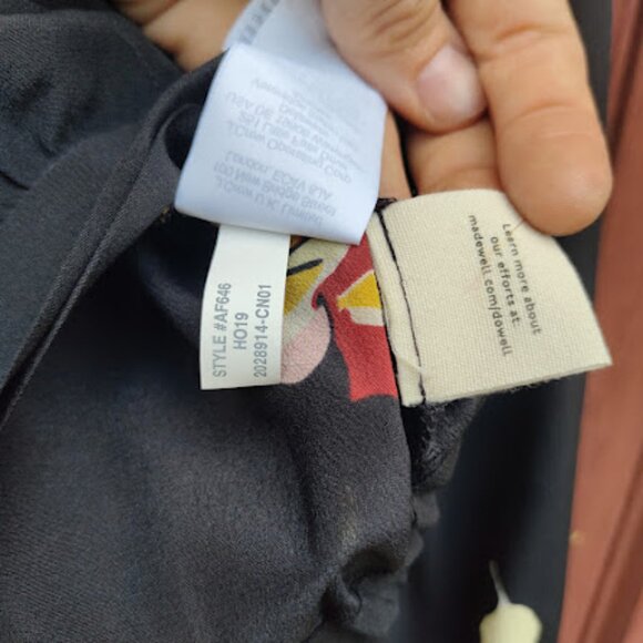 MADEWELL | NWT Black Silk Wrap Top Gallery Floral Long Balloon Sleeve Blouse M - Picture 16 of 16